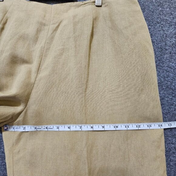 Kenar Pants Womens Sz 16 Linen Blend‎ Brown Embroidered Floral Wide Leg Side Zip - Picture 9 of 16